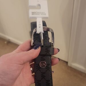 Michael Kors Womens Patterned Black Belt